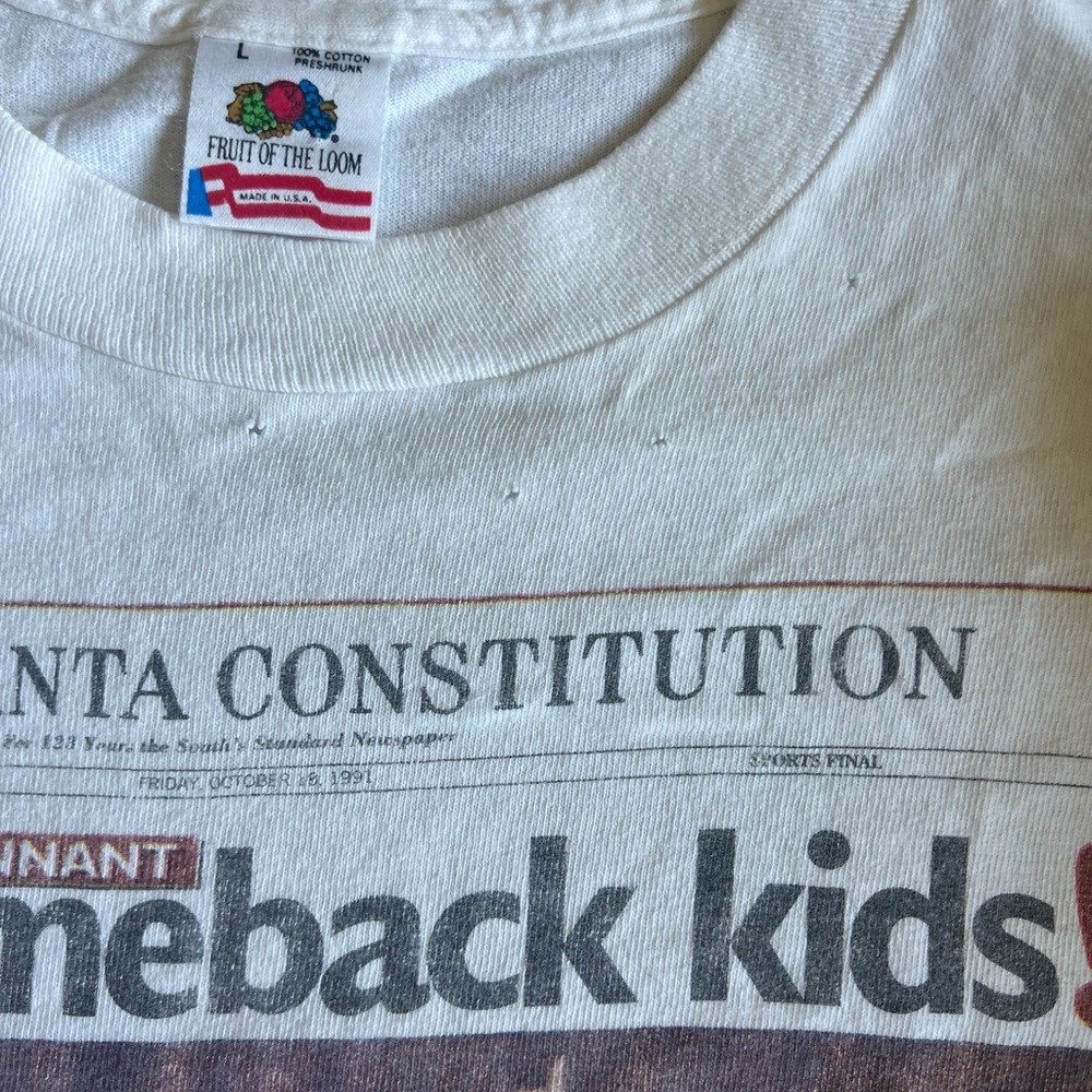 Atlanta Braves Vintage Newspaper Tshirt 1991 - Picture 6 of 7